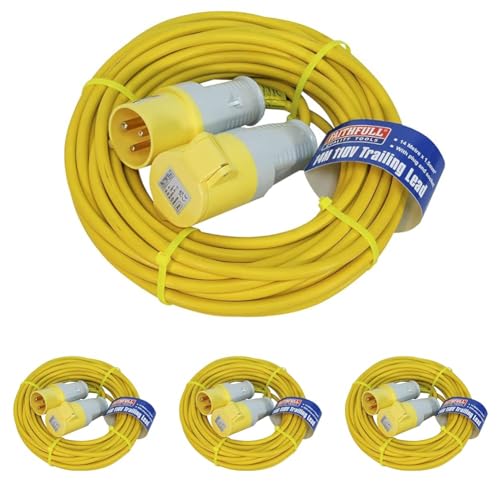 Image of Faithfull FPPTL14ML 14 Metre L/V Trailing Lead Extension Lead 110V 16A 1.5mm Cable (Pack of 4)