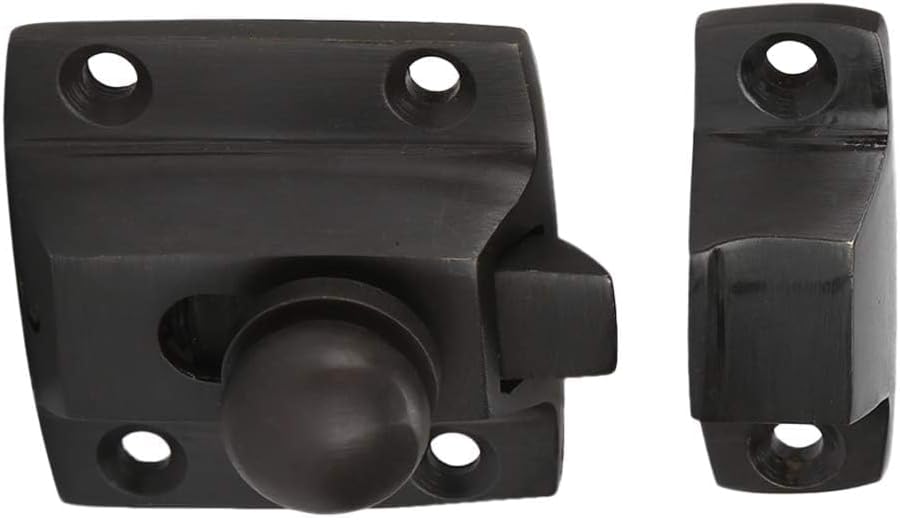 A29 Solid Brass Cabinet Door Latch Handmade Oil Rubbed Bronze Finish Latch with Twist Knob for Cabinet Closet Kitchen Door
