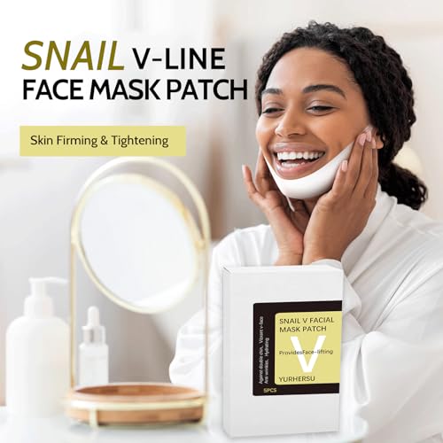 Face Mask V-Line 5 PCS Snail Mucin Face Masks Beauty, Double Chin Reducer Collagen Mask, V Shape Face Tape Mask for Skin Firming & Tightening Moisturizing Face Slimmer (V-Line 5 PCS) - Image 7