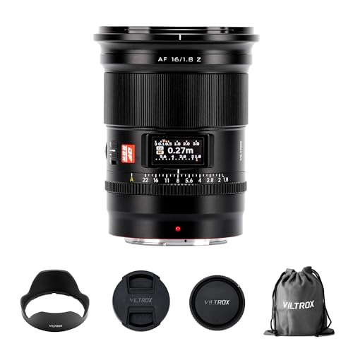 Image of VILTROX 16mm f/1.8 F1.8 Full Frame Wide Angle Large Aperture Auto Focus Prime DF Lens with Built-in LCD Screen Compatible with Nikon Z Mount Cameras Zfc Z5 Z50 Z6 Z6II Z7 Z7II ZFC Z30 Z9 Z8