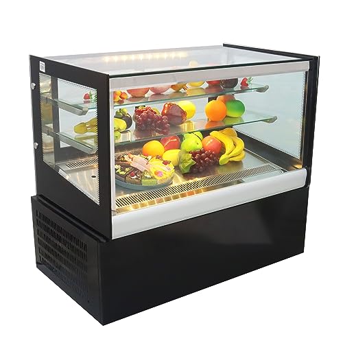 HQHAOTWU Desktop Cake Refrigerated Display Cabinet Commercial Right Angle Cooling Display Case for Fruit Cake Bakery Cookies Showing Case with LED Light 220V