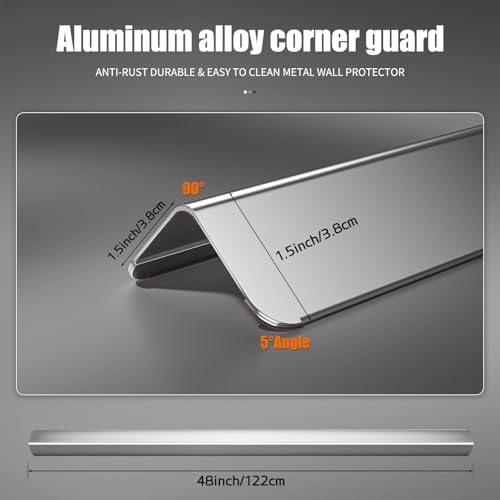 Image of 1.5x1.5x48 Inch 304 Stainless Steel Wall Corner Guards (10-Pack) Heavy Duty Rounded Corner Protector, Smooth Folded Edge Design for Wall Protection 90 Angle Metal Edge Guard Stainless Steel Slab