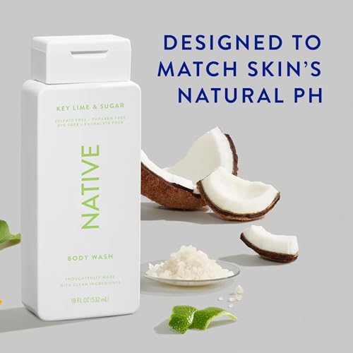 Image of Native Body Wash Contains Naturally Derived Ingredients | For Women & Men, Sulfate, Paraben, & Dye Free Leaving Skin Soft and Hydrating | Key Lime & Sugar 18 oz