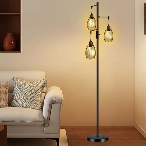 LTBLIGHT 68 Inch Industrial Floor Lamp with 3 Dimmable Edison Bulbs Black - image 1