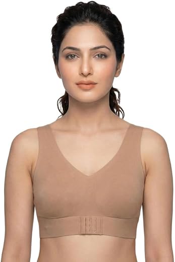 Invisi-Fit Cotton Non-Padded Bonded Gym Bra | Crisscross Back Support | Full Coverage | Hidden Concealer | Breathable Cott...