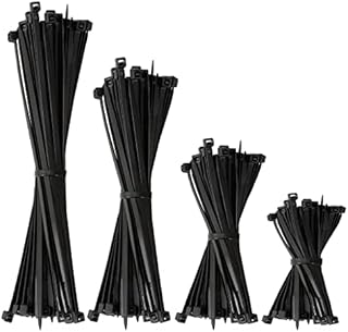 SNMIX Cable Ties - 120 Mixed Pack 3.6mm Nylon Black Zip Ties, Tie Wraps Assorted Small 100/150/200mm and Long 300mm (4/6/8/12 inch, 30pcs/Size)