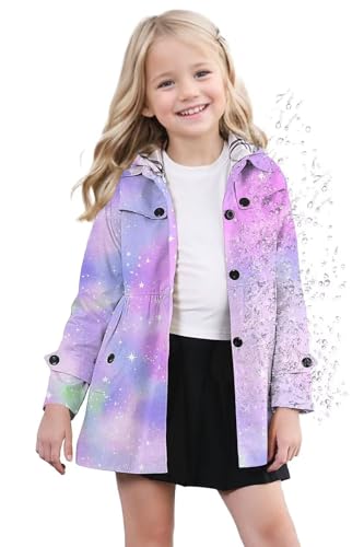 Image of SANGTREE Girl's Waterproof Trench Coat Hooded Lightweight Windbreaker Rain Jackets