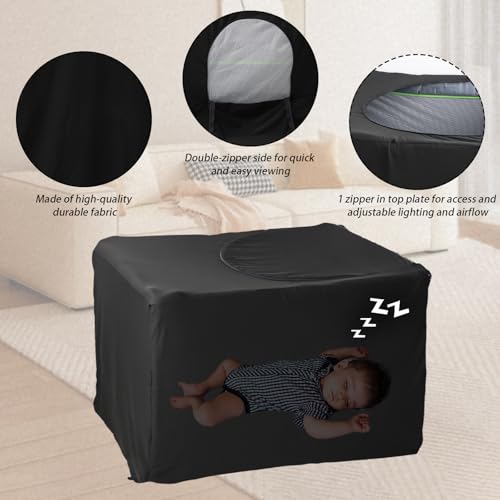 Miniatura 2 de Bwbike Cubierta Opaca Cubierta De Dosel De Cuna Cubierta De Mosquitera Tienda De Cuna De Viaje Transpirable Para Cuna De Viaje, Cubierta De Red Elástica Para Interiores Y Exteriores Negro