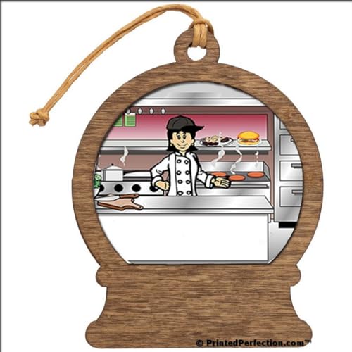 PrintedPerfection.com Personalized Chef - Female, no hat Wooden Snow Globe Shaped Christmas Ornament