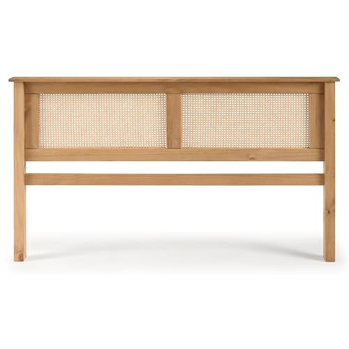 Cabeceira de Cama Casal em Madeira Pinus e Rattan Natural – Design Atemporal e Contemporâneo, 144cm