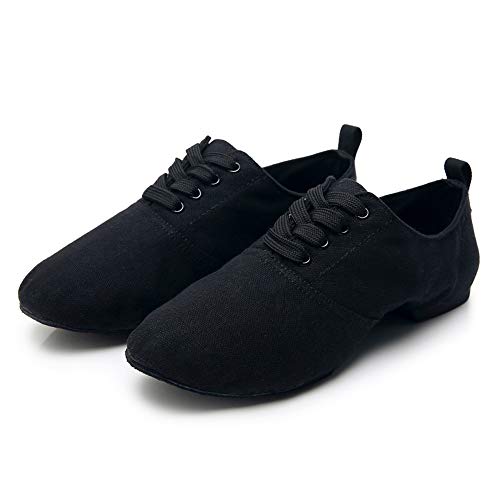 JUODVMP Canvas Lace-up Dance Shoes Flat Practice Jazz Dancing Boots for Women,Model MFGDBJSX3