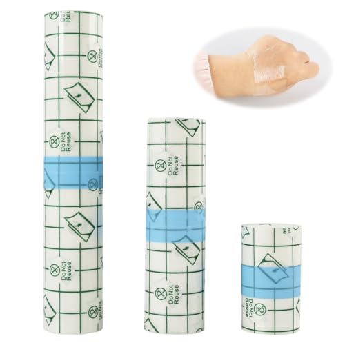 Set de 3 rollos de apósitos para tatuajes – Película para tatuajes Second Skin (5 cm x 2 m + 10 cm x 2 m + 15 cm x 2 m), impermeable y transpirable, transparente para ducha