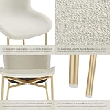 tectake® Polsterstuhl, Bouclé Stoff, Stuhl für Küche, Esstisch, Sessel für Schminktisch, oder Cocktailsessel, als Elegante Esszimmerstühle oder Wohnzimmerstühle für edles Dining - Bouclé weiß/Gold