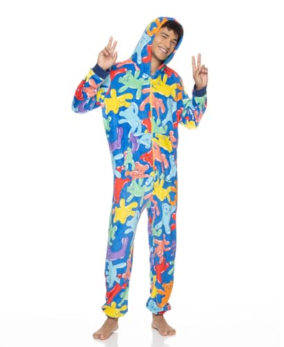 JOE BOXER Mens Plush Onesie, Printed Men's Novelty One-Piece Pajamas, Mens Onesie Pajamas, Adult Onesie4