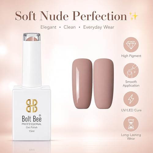 Image of Bolt Bee Dusty Blush Color Gel Nail Polish Soak Off UV Gel DIY at Home Manicure Salon Nail Art
