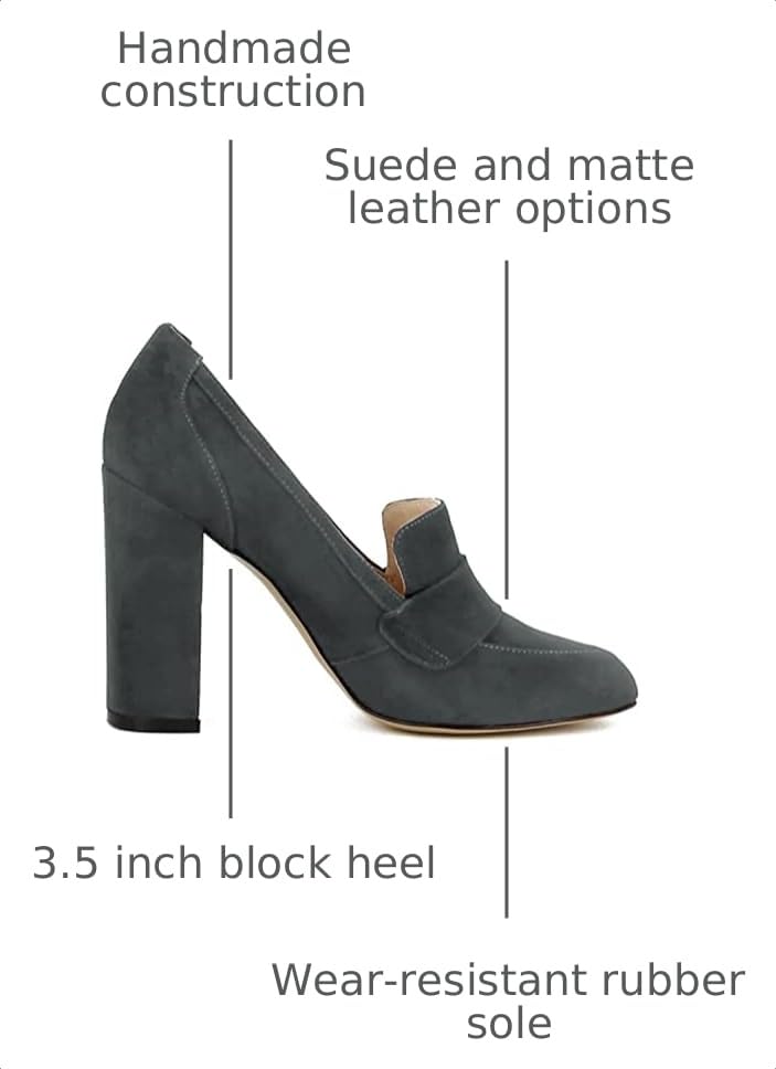Image of MOOMMO Women Chunky Block Heel Pumps Closed Round Toe Slip On Oxford Loafers Shoes High Heels Snakeskin Work Pump Suede Loafer for Office Ladies Classic Formal Business Professional Fall 4-13 M US