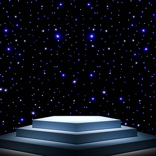 WUPYI LED Backdrop 10ft x 20ft LED Stage Sky Cloth Background Blue and White Star Curtain DMX Control for Wedding Party Band DJ Event Stage Show Decoration