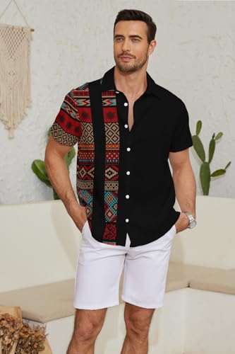 Men's Hawaiian Shirts Button Down Shirt Short Sleeve Tropical Vacation Beach Shirts2