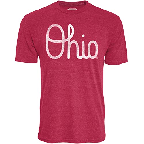 Reserve Collection by Blue 84 Ohio State Buckeyes Tri-Blend T-Shirt Vintage Retro Team Color, Red, Small