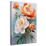 Couleurs intenses - tableau de dimensions 30x45 cm avec un motif de Pivoines Fleurs orange blanches apporte un vent de fraîcheur dans ton intérieur. Les côtés imprimés ajoutent de l'élégance et créent un effet visuel harmonieux.