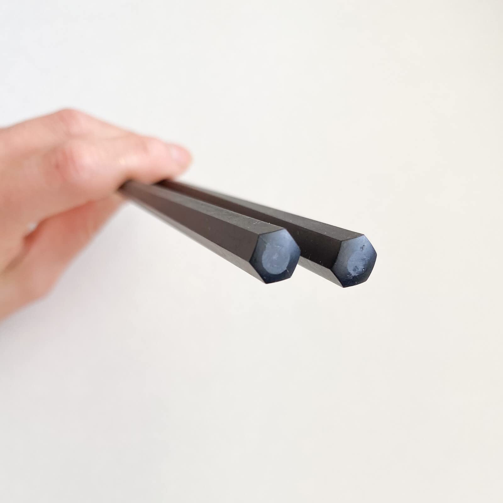 Japanese Hexagon PBT Plastic Chopsticks - 5 Pairs, Reusable & Dishwasher Safe, 9 Inch Non-Slip Lightweight Black Chopsticks