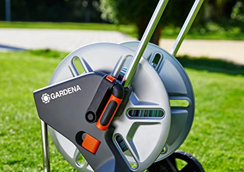 Gardena Compact Metal Hose Reel Cart/Trolley With 82 Ft (25M) Connection Hose, Foldable Hand Crank, Kick Stand, Water Stop, Frost Protection, German Innovation, Made In Germany #TOP3