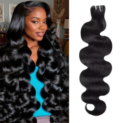 16A Brazilian Raw Virgin Body Wave Bundles Human Hair No Tangle Shedding Triple Lifespan Virgin Soft Human Hair Bundles for Sew in Quick Weave 1 Single Bundle Natural Black 18 inch
