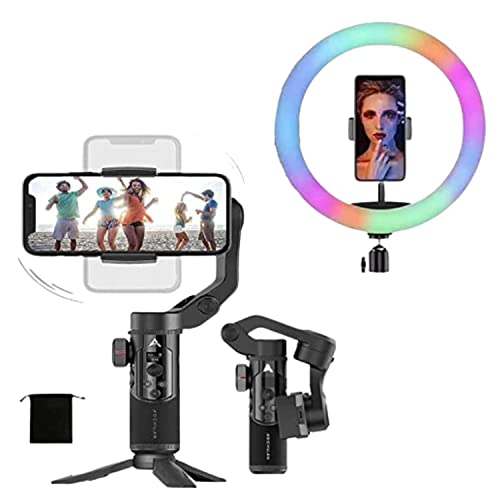 Image of SXR 3-Axis Handheld Smartphone Gimbal Foldable Pocket Size Stabilizer VLOG Video GimbalRing Lamp RGB Fill Light Small Bracket for Mobile Phone Live Streaming Video