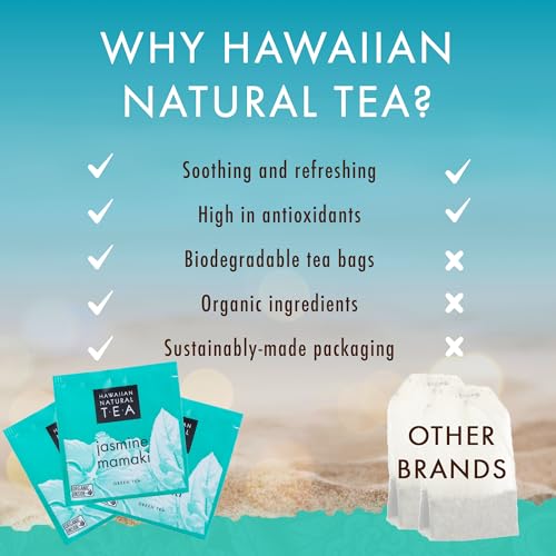 Image of Hawaiian Natural Tea Organic Mamaki Jasmine Green Tea Blend - Antioxidant-Rich, Calming, Wellness Tea for Bedtime, Anxiety & Stress - Gift for Tea Lovers - 120 Tea Bags