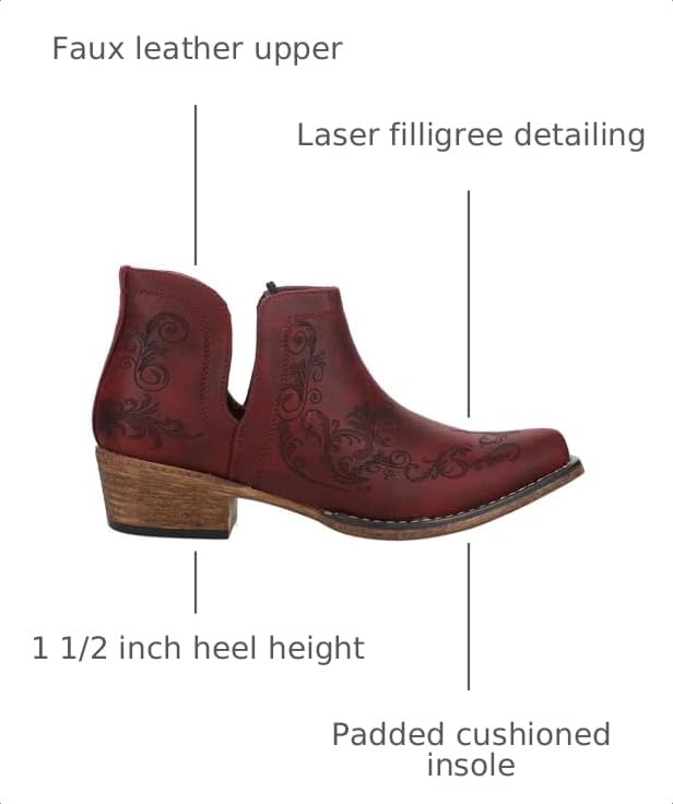 Image of ROPER Womens Ava Laser Embossed Snip Toe Casual Boots Ankle Low Heel 1-2 inch - Grey