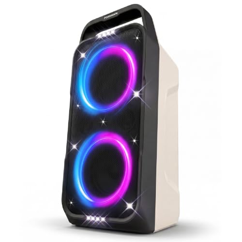 Image of Foxdawn Portable Bluetooth Speaker: 240W Peak Powerful Loud Sound Deep Bass Wireless Boombox Large Subwoofer 15 Hours Battery Life Fast Charging with Led Light Show for Party Outdoor Camping Backyard