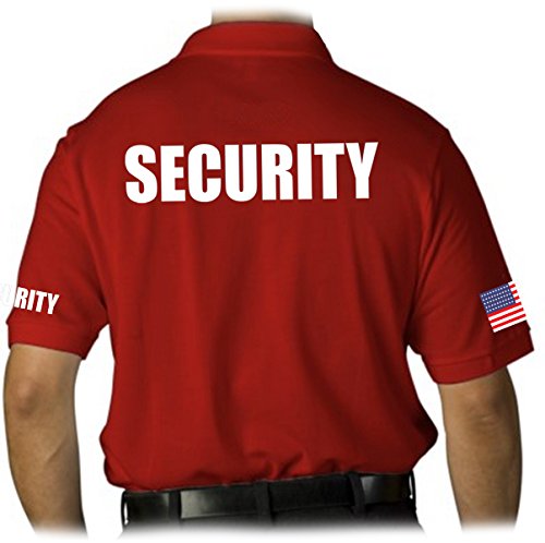 Gs-eagle Men s Security Polo Shirt with American Flag 2XLarge Red