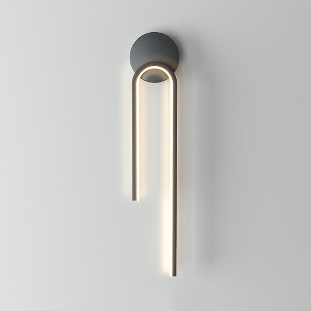 Minimalist Linear LED Vanity Light Dimmable Metal Wall Sconce Black Long Strip Wall Lighting Indoor White Kitchen Wall Mounted Lamp for Bedroom Bedside Bathroom Living Room Hallway(Black Right)