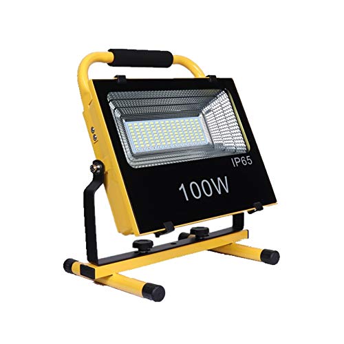 tanxinxing 100W Projecteur Rechargeable LED Lumière d'inondation Lampe d'extérieur Portable LED Pleins Feux Camping Lampe de Travail avec Batterie et Chargeur Cover
