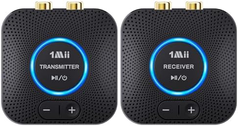 1Mii 2.4GHz Wireless Audio Transmitter Receiver Set (1 TX+1 RX) for TV, 262FT/80M Long Range 25ms Low Latency with AUX RCA in/Out,Wireless Audio Adapter for TV PC Powered Speaker Amplifier Soundbar