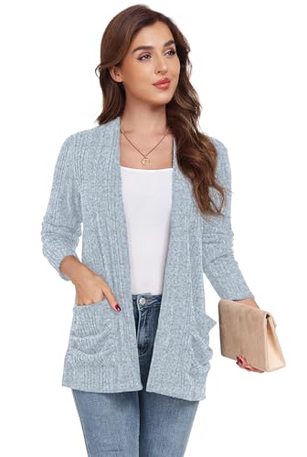 Image of GRECERELLE Womens Long Sleeve Lightweight Open Front V-Neck Casual Cardigan Sweaters Outerwear with Pockets 2025, S-2XL
