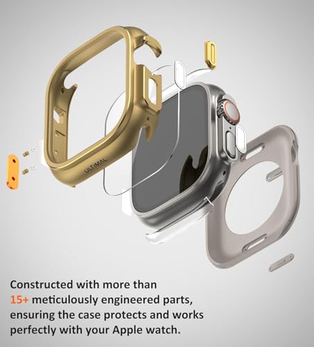 Image of ULTIMAL Metal Case Compatible with Apple Watch Ultra 3 /2 /1 49mm with Back Cover, Military Grade Shockproof Protective Case, Rugged Cover for iWatch 49mm (Gold)