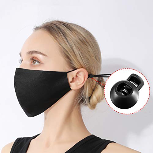 Double Elite 45 Pcs Plastic Cord Locks Ball Shape For Hat Straps, Single Hole Draw String Clip, Spring Cord Toggle For Drawstrings/Paracord/Shoelaces/Hoodies/Pants Closures, Black #TOP4