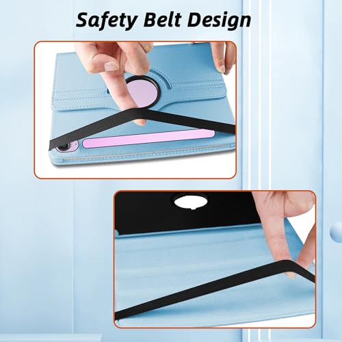 Image of TGK Rotating Cover for Samsung Galaxy Tab S9 FE 10.9 inch Tablet 360 Degree Rotating Leather Flip Case (Sky Blue)