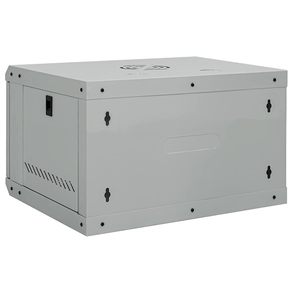 Armoire murale pour réseau, 53 x 45 x 30 cm, armoire serveur en acier avec porte en verre de sécurité, armoire de données pour bureau, design industriel, gris