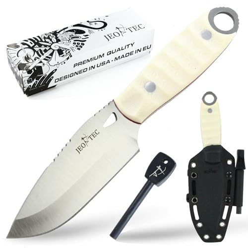 JEO-TEC Nº10: Couteau à Lame Fixe pour Survie Bushcraft Randonnée Camping Chasse, Lame 10 cm INOX MOVA-58, Étui de Kydex, Fabriqué en Espagne