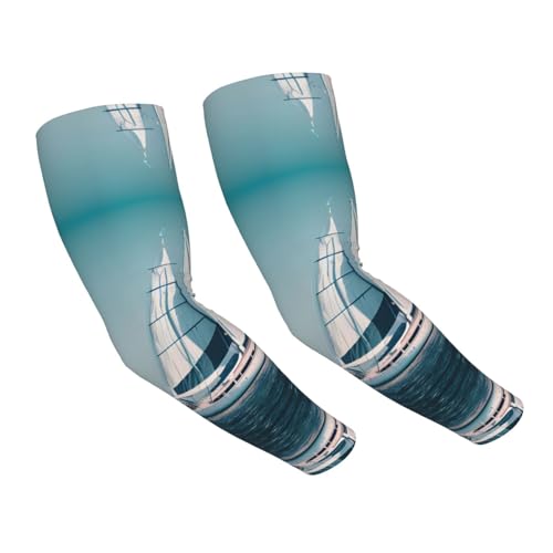 Barca a vela Paesaggio Nave Unisex Maniche di Protezione Braccio Lungo di Raffreddamento Maniche D, Nero , Taglia unica