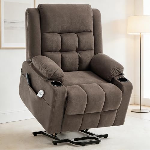 Sillón reclinable con masaje marrón miniatura 1