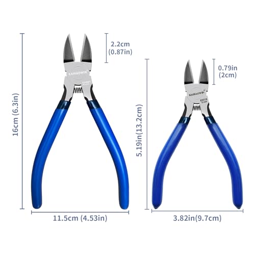 Image of KAIHAOWIN Wire Cutters 5-Inch and 6-Inch Set Flush Cutters Ultra Sharp Spring Loaded Wire Snips Clippers Cutting Pliers for Crafting Jewelry Making-2 PCS