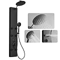 Homevacious Stainless Steel Shower Panel System with Adjustable Rain Shower Head,6 Massage Body Jets and 4 Setting Handheld Shower Head Wall Mounted Bathroom Full Body Shower System,Matte Black
