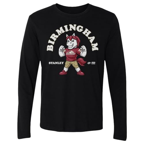 500 LEVEL Birmingham Stallions Mascot Long Sleeve Shirt (Black, Large)