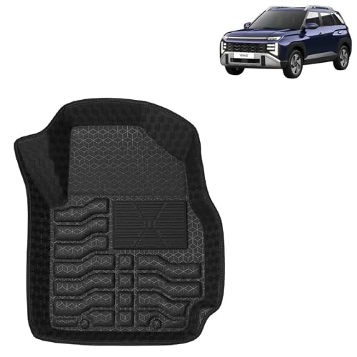 Image of Kingsway Accessories Premium 4.5D Car Floor Mats Only Compatible with Hyundai Venue (Year 2025 Onwards) All Model, Set 3 Pcs, 100% Waterproof Tray Shape PVC Foot Mats | Black | 1 Year Warranty