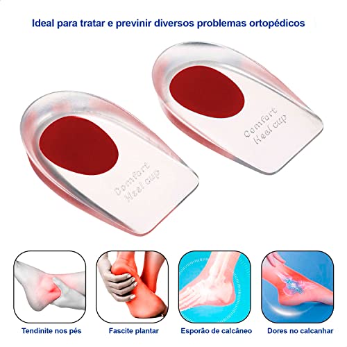 Palmilhas Ortopédicas Silicone Gel Hidratante Massageadoras Protetoras de Calcanhar Calçado Sapato C