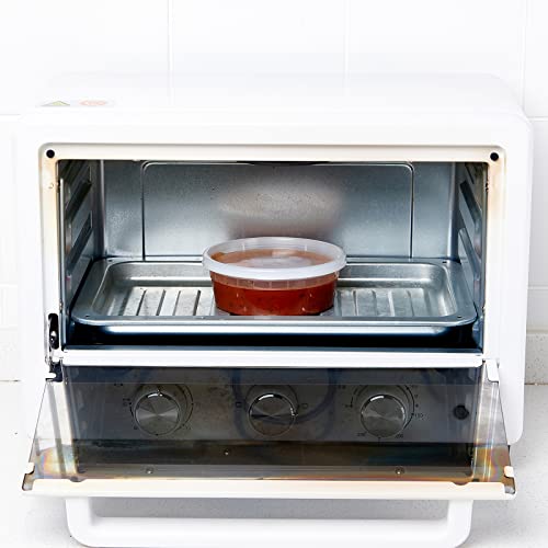 Image of [48Set-8oz] Plastic Deli Food Storage Containers With Lids Disposable Clear Small Togo Jars Bowls For Soup, Meal Prep, Slime | BPA Free | Stackable | Leakproof | Microwave | Dishwasher | Freezer Safe