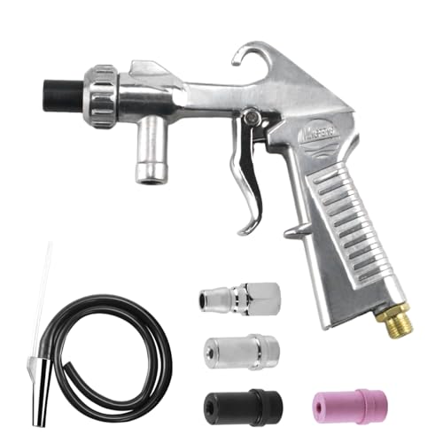 Pistolet Sablage Air Comprimé, Pistolet de Sablage en Aluminium, Kit Sablage avec 4 buses et Tuyau d'Alimentation de 1 M, Raccord d'Air, pour Graver Le Métal, Le Verre et d'autres Surfaces